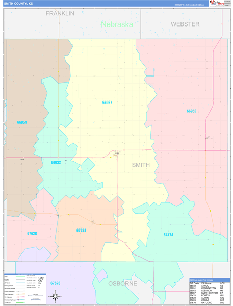 Smith County, KS Wall Map