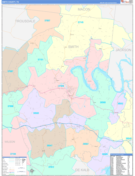 Smith County, TN Zip Code Map