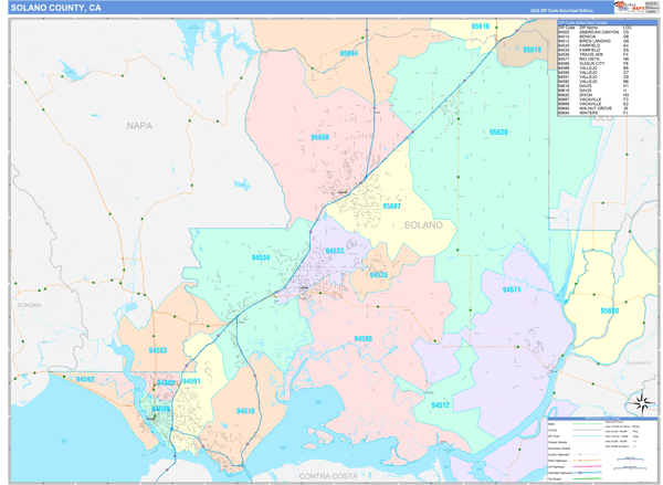 Solano County Digital Map Color Cast Style