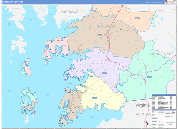 Somerset County, MD Wall Map