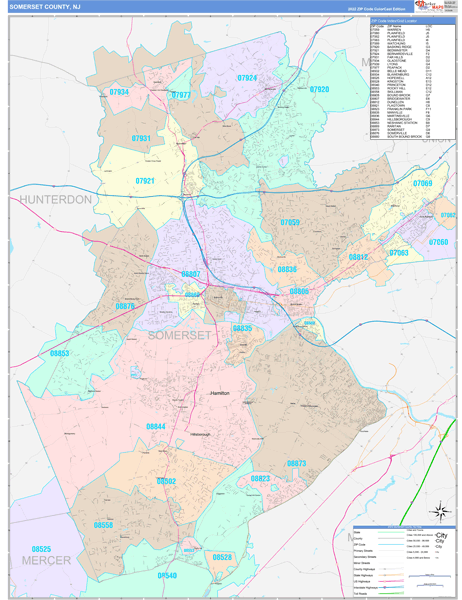 Somerset County Digital Map Color Cast Style
