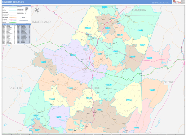 Somerset County, PA Zip Code Map