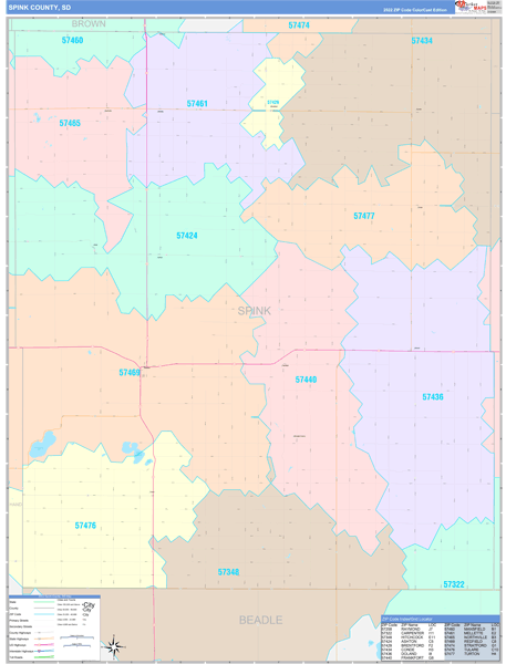 Spink County, SD Zip Code Map