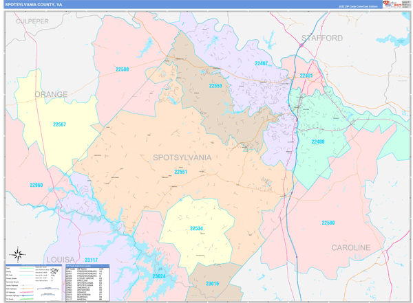 Spotsylvania County Digital Map Color Cast Style