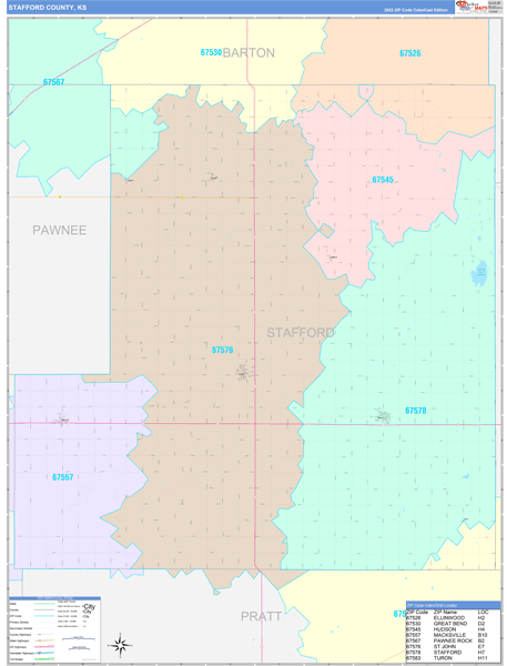 Stafford County, KS Zip Code Map