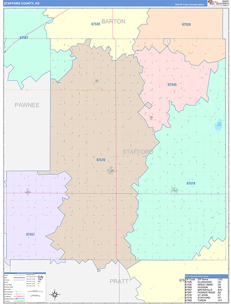 Stafford County, KS Zip Code Map