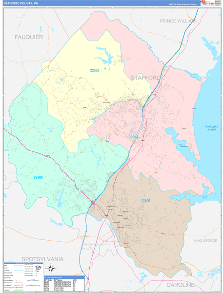 Stafford County Digital Map Color Cast Style