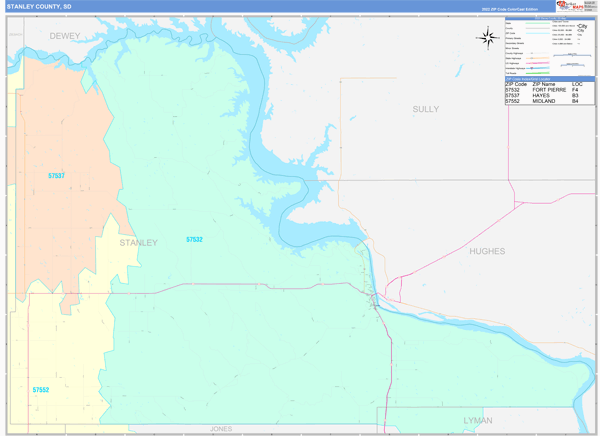 Stanley County, SD Zip Code Map