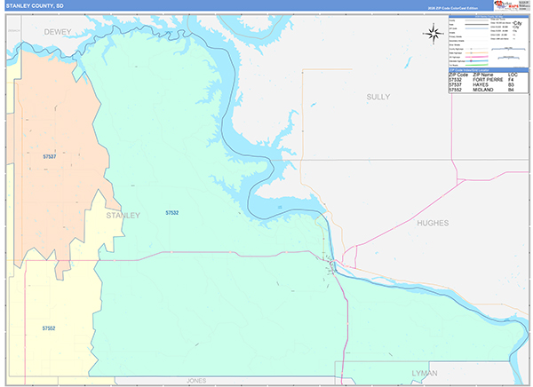 Stanley County, SD Zip Code Map