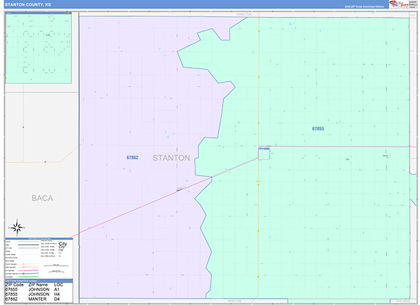 Stanton County, KS Wall Map