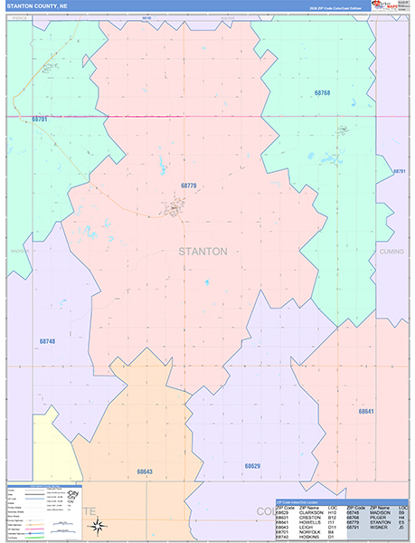 Stanton County, NE Zip Code Map
