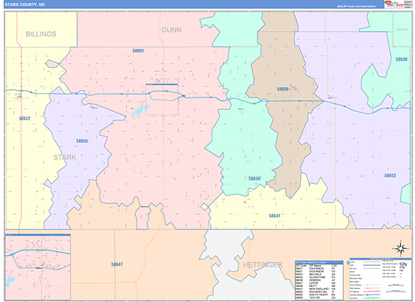 Stark County, ND Wall Map