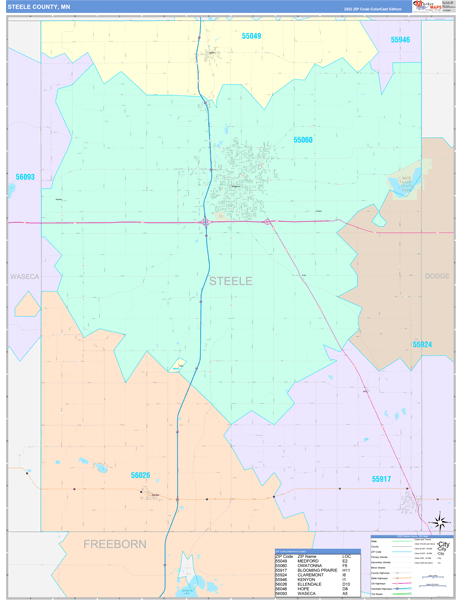 Steele County Digital Map Color Cast Style