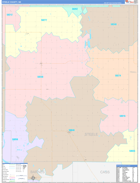 Steele County, ND Zip Code Map
