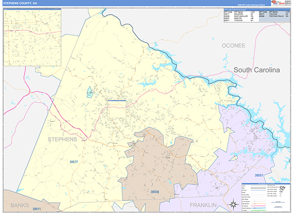 Stephens County, GA Zip Code Map