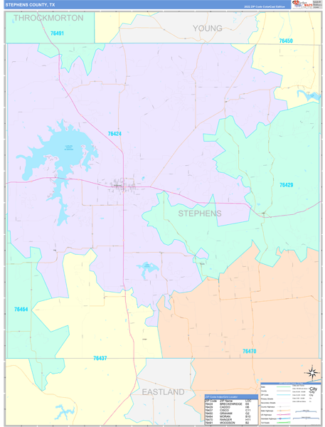 Stephens County, TX Wall Map