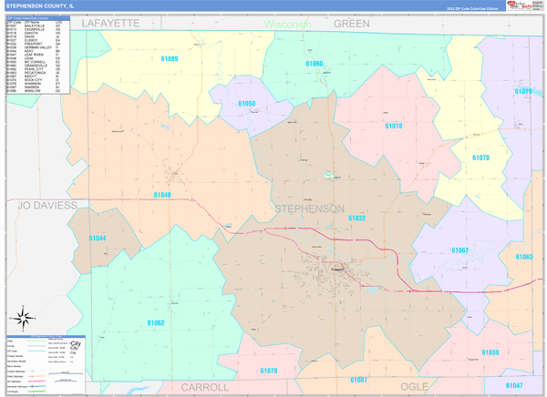 Stephenson County Digital Map Color Cast Style