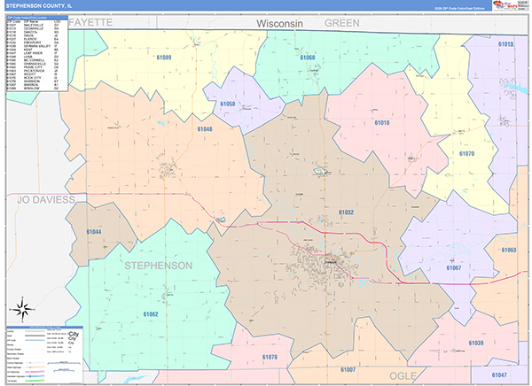 Stephenson County, IL Zip Code Map