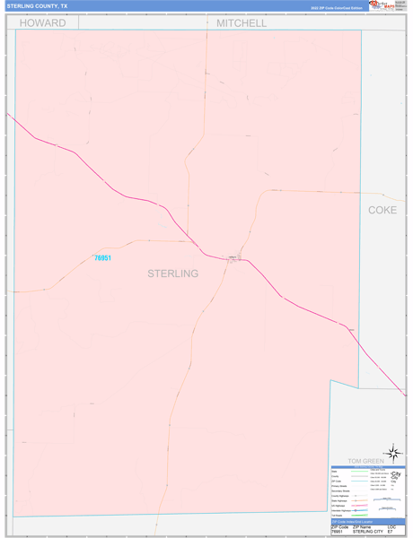 Sterling County Digital Map Color Cast Style