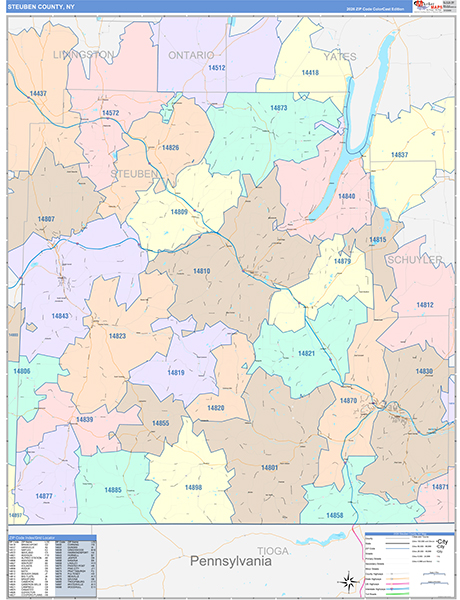 Steuben County, NY Zip Code Map