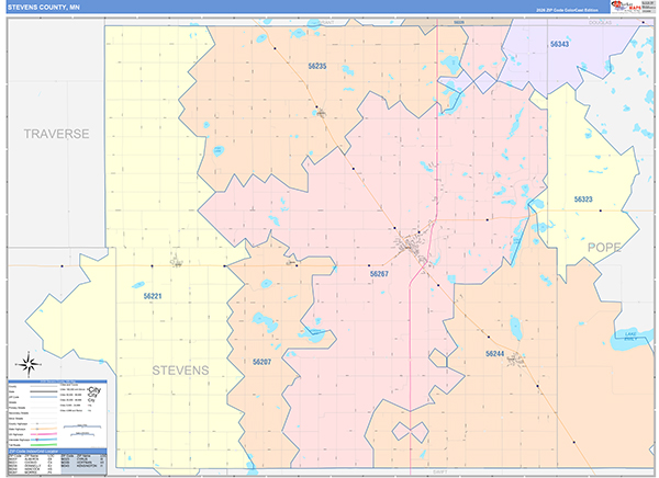 Stevens County, MN Zip Code Map