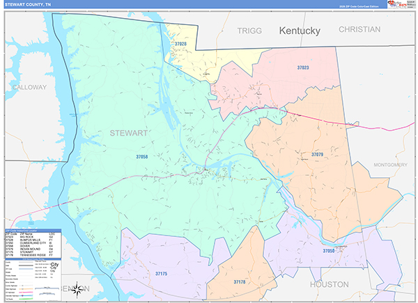 Stewart County, TN Zip Code Map