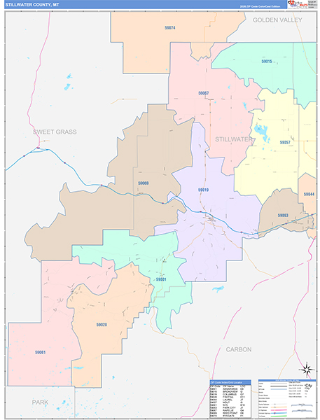 Stillwater County, MT Wall Map