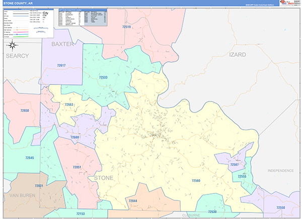 Stone County, AR Zip Code Map