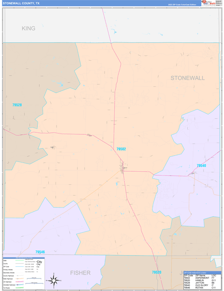 Stonewall County, TX Wall Map