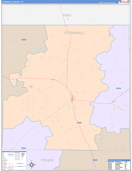 Stonewall County, TX Zip Code Map