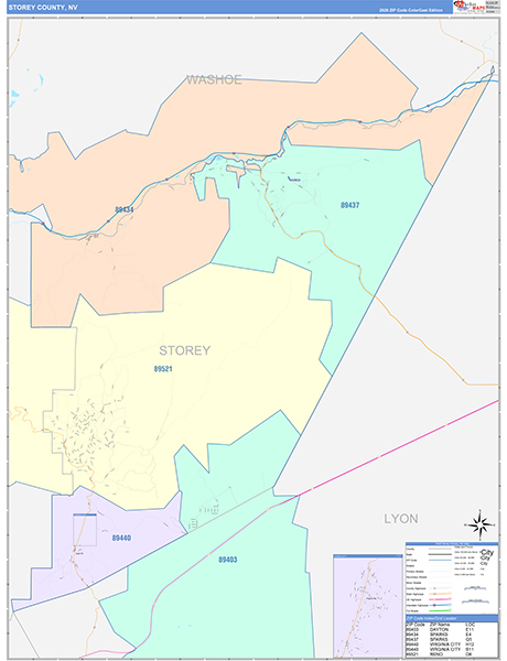Storey County, NV Zip Code Map