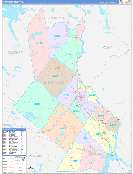 Strafford County Digital Map Color Cast Style