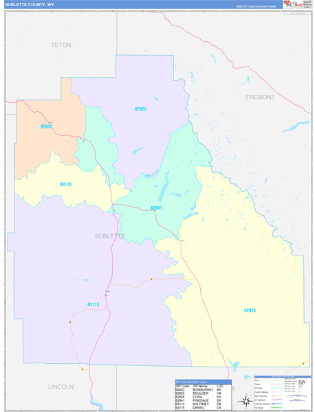 Sublette County Digital Map Color Cast Style