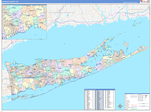 Suffolk County, NY Zip Code Map
