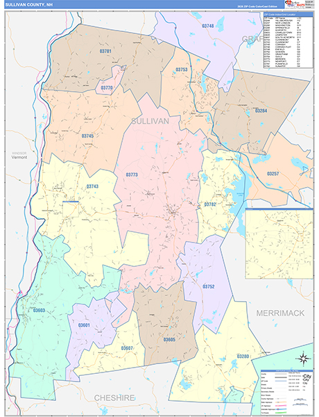 Sullivan County, NH Zip Code Map