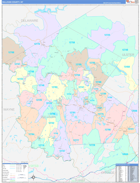 Sullivan County, NY Wall Map