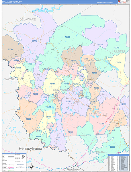 Sullivan County, NY Zip Code Map