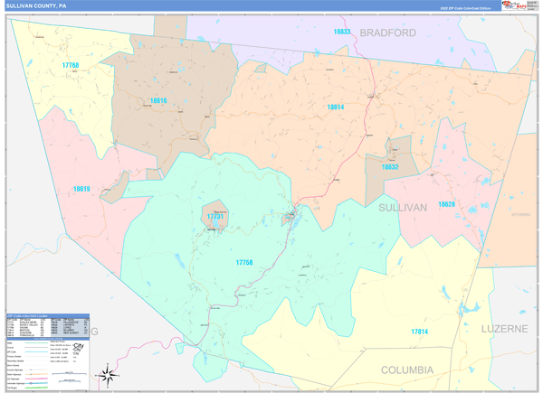 Sullivan County, PA Wall Map