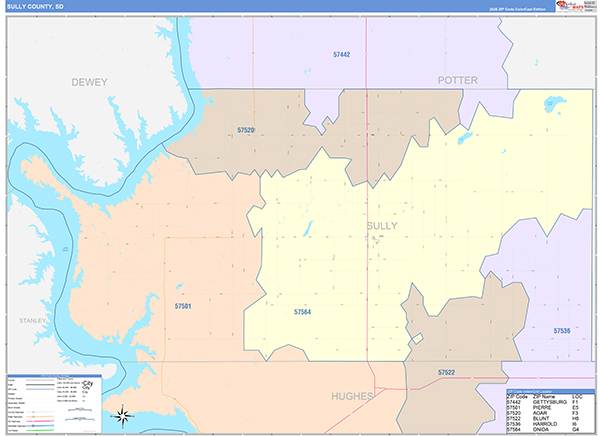 Sully County, SD Zip Code Map