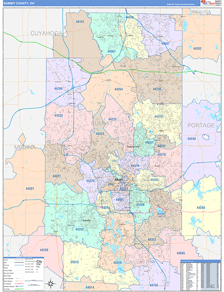 Summit County, OH Zip Code Map