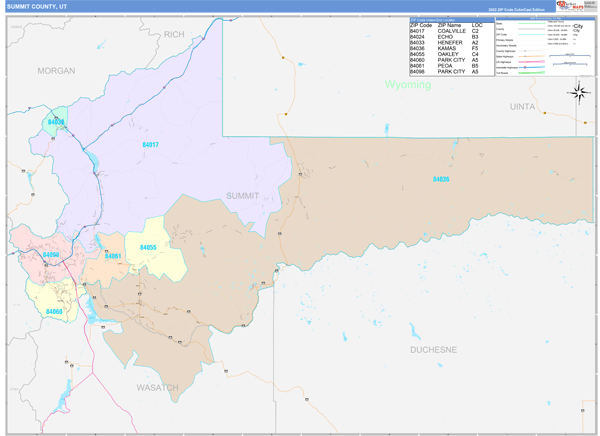 Summit County, UT Zip Code Map