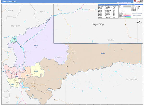 Summit County, UT Zip Code Map