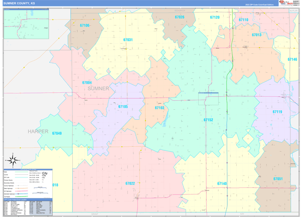 Sumner County, KS Wall Map