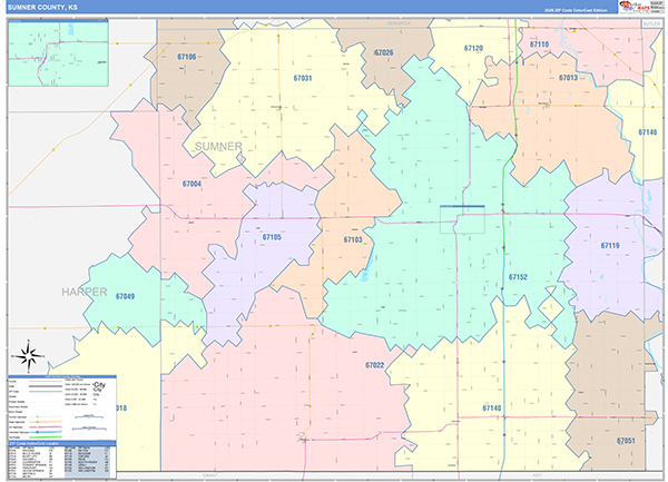 Sumner County, KS Zip Code Map