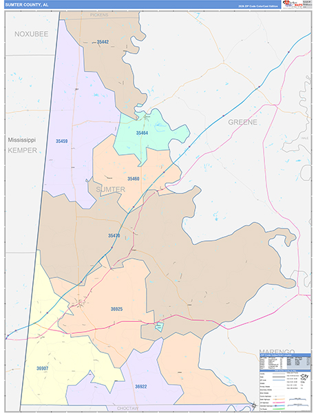 Sumter County, AL Zip Code Map