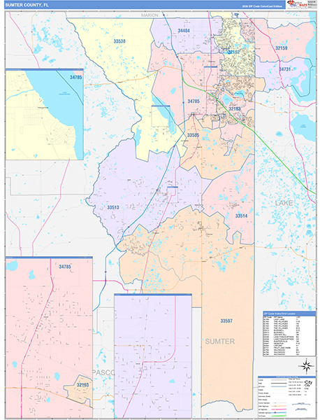 Sumter County, FL Zip Code Map