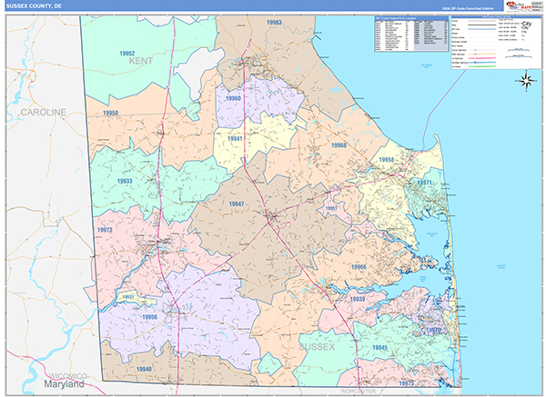 Sussex County, DE Wall Map