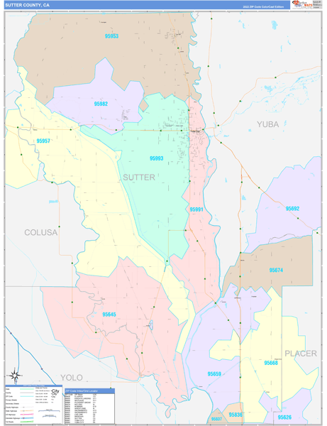 Sutter County, CA Zip Code Map