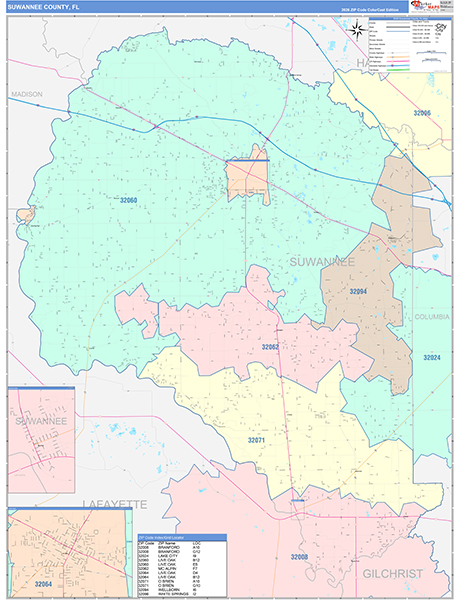 Suwannee County, FL Wall Map