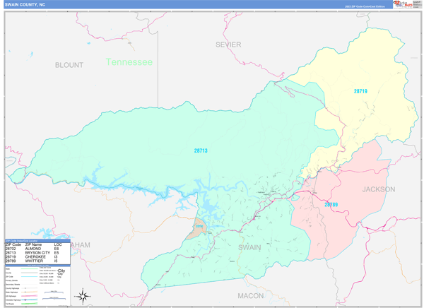 Swain County Digital Map Color Cast Style